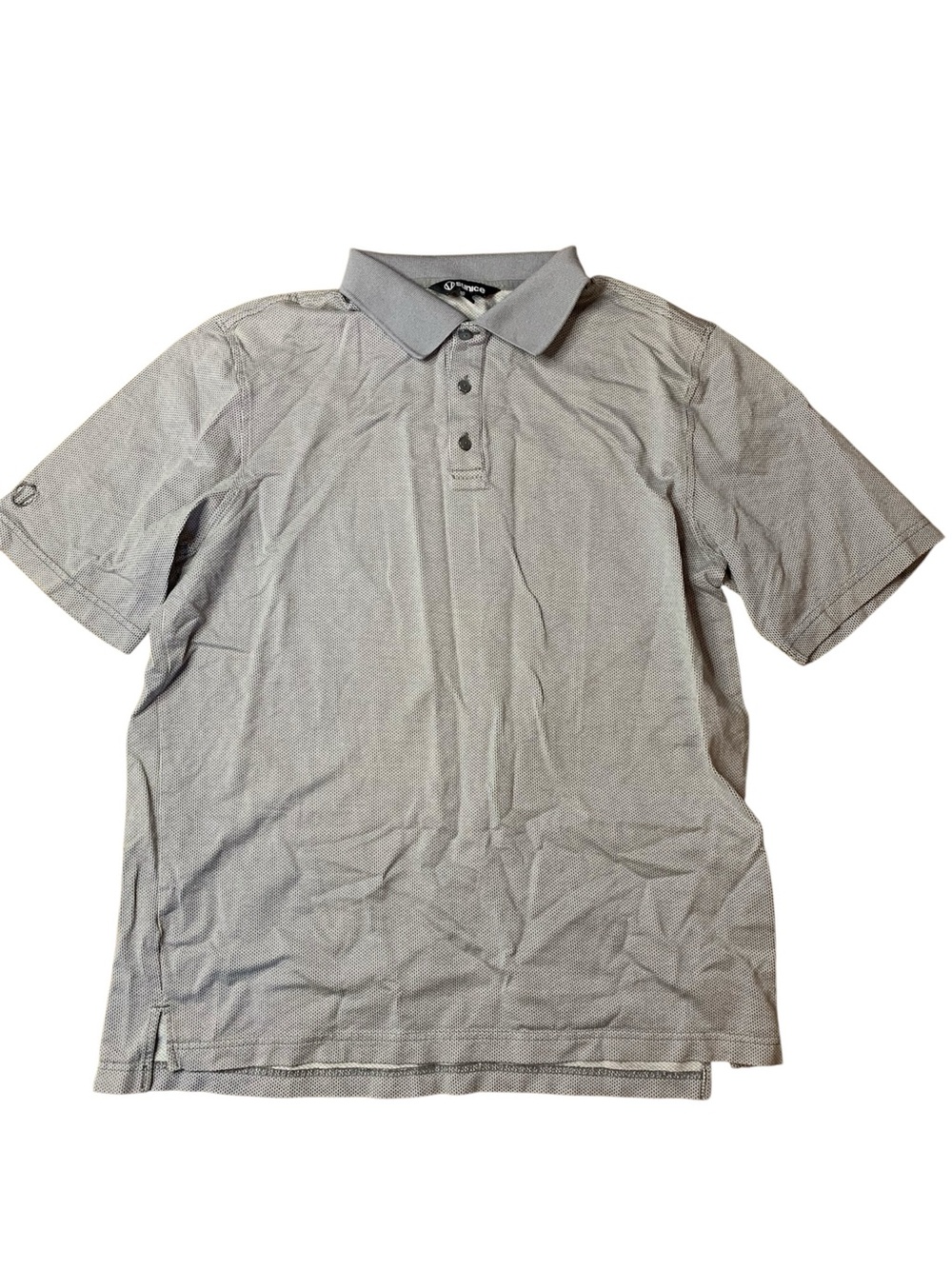 Sunice Men’s Grey Textured Polo Shirt Size L 100% Cotton Golf Casual